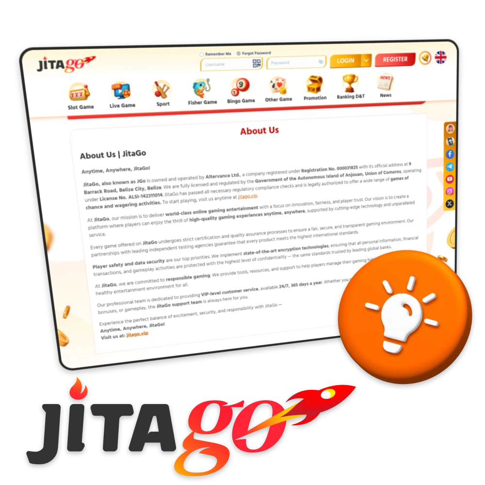 Learn more about the official Jitago platform and its international gaming license.