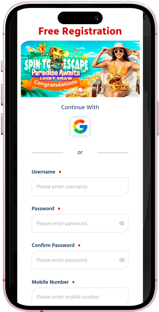 Enter your details to log in or create a new Jitago account on iOS.
