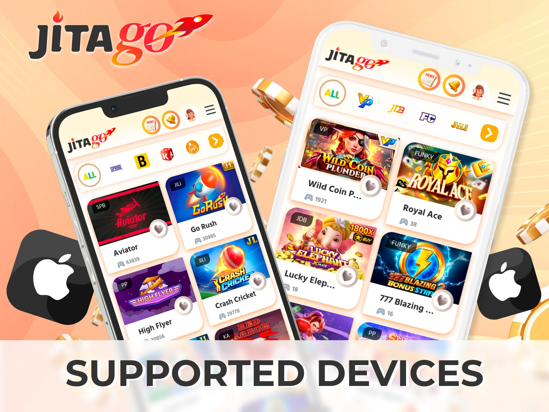 The Jitago app works smoothly on supported iOS devices for casino games and betting.