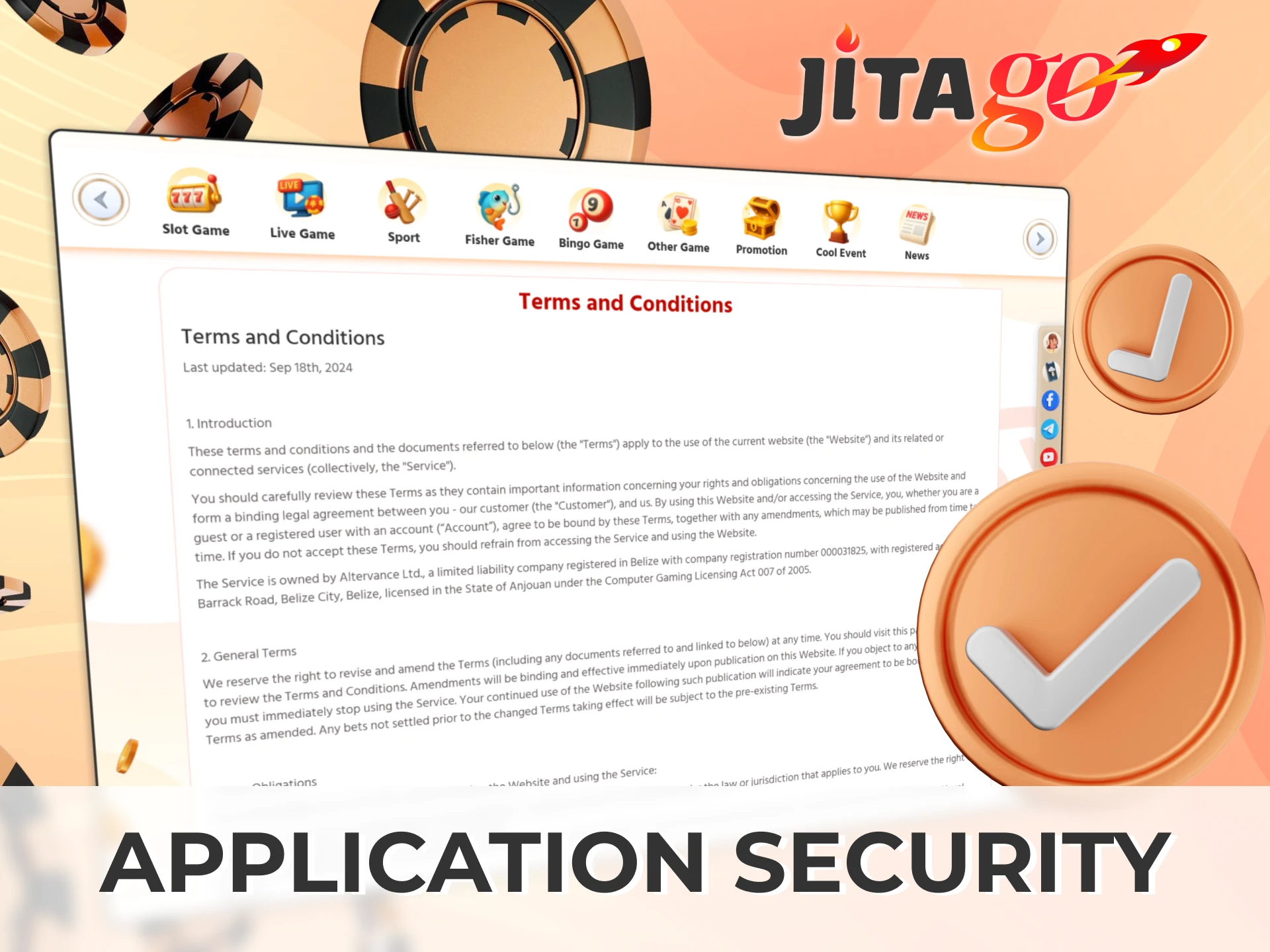 The official Jitago app ensures secure play with SSL encryption, two-factor authentication, and 24/7 support.