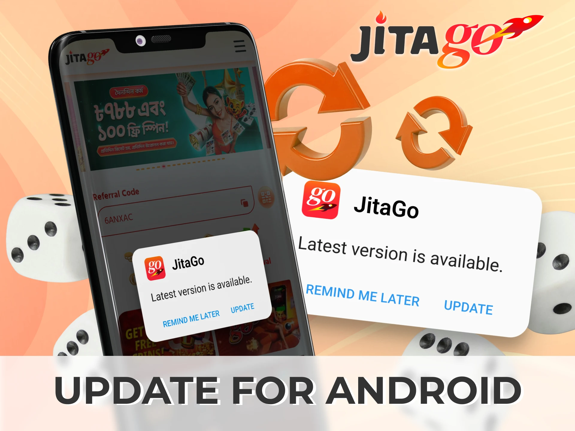 Update the Jitago Android app easily through push notifications and enjoy stable gaming.