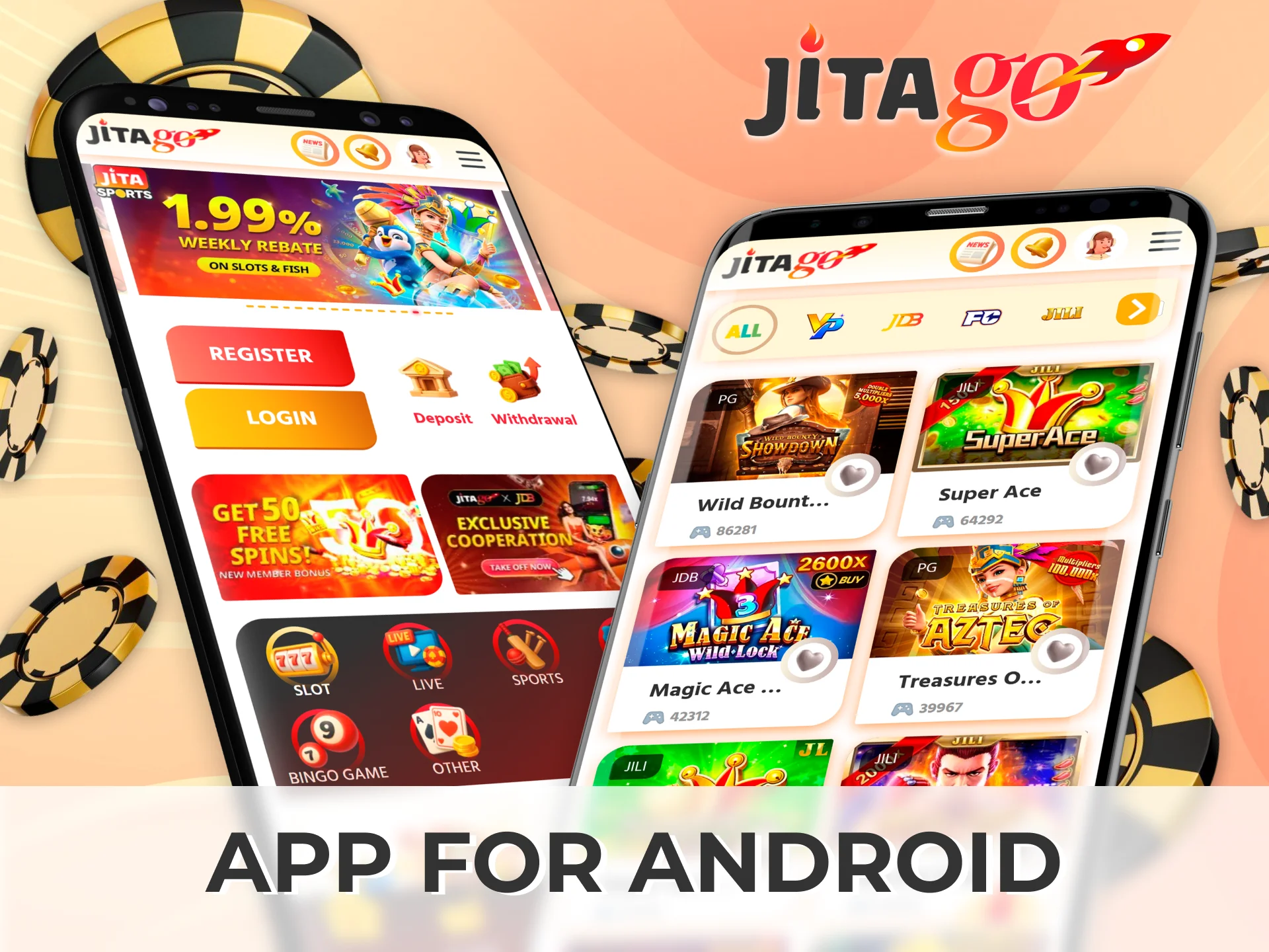 Install the Jitago APK on your smartphone to enjoy betting and slots.