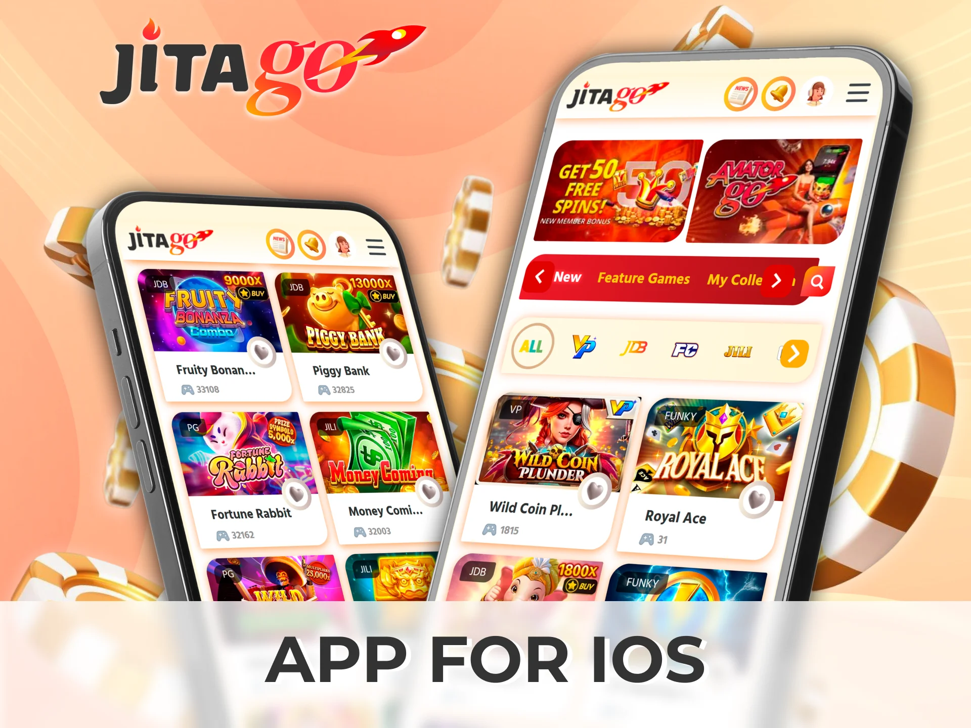 Install the Jitago iOS application for free and play casino anywhere.