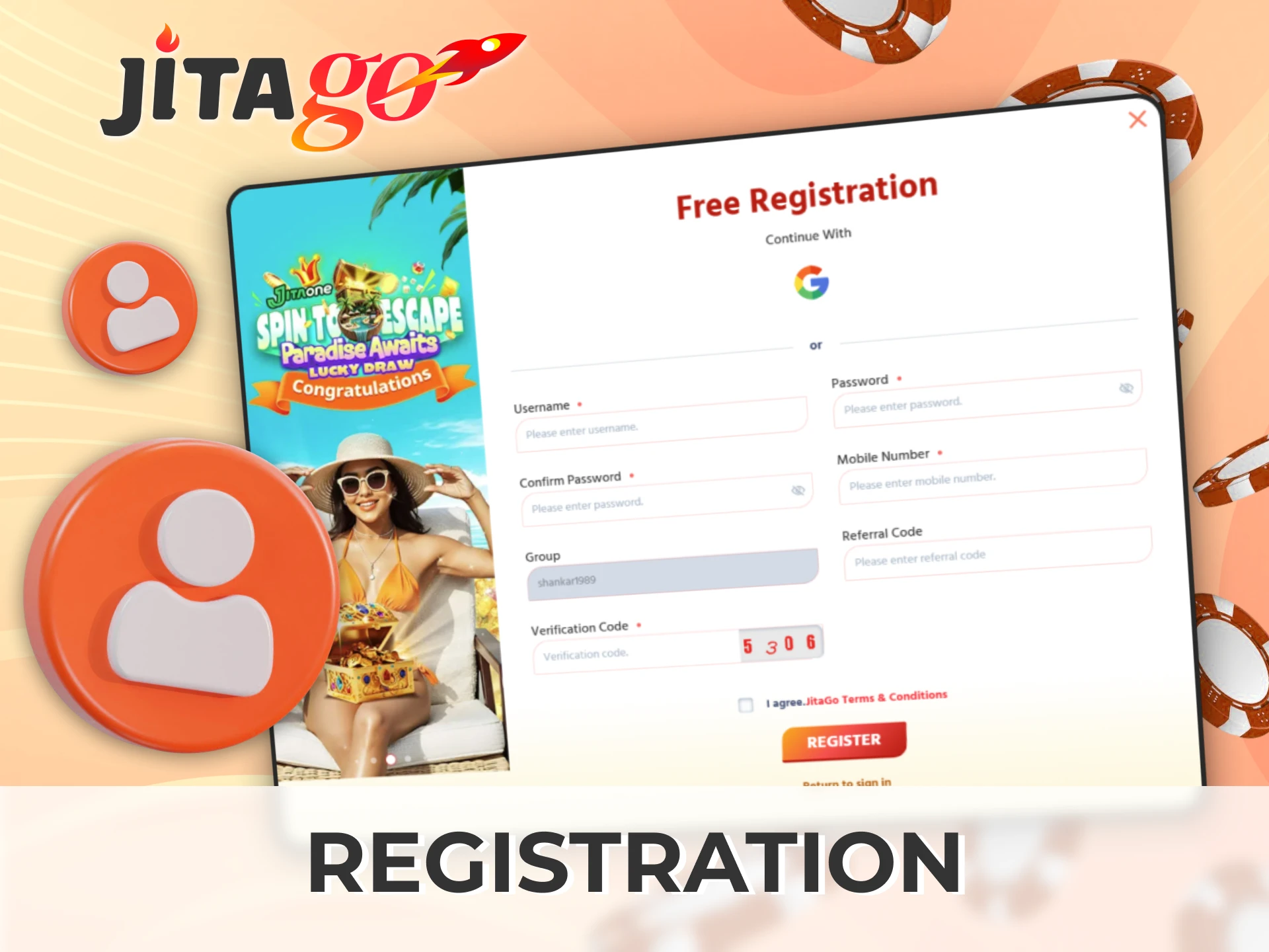 Sign up at the official Jitago platform with a few simple steps.