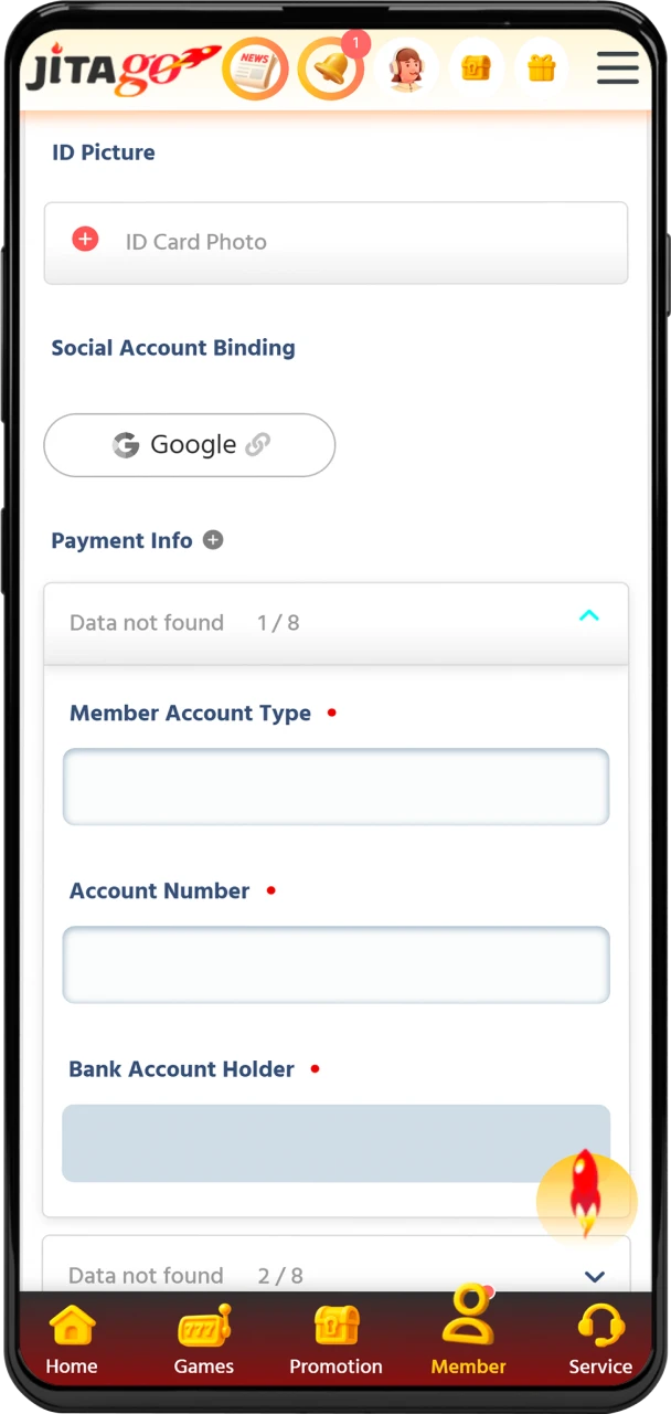 Verify your Jitago account by sending ID documents to confirm age and identity.