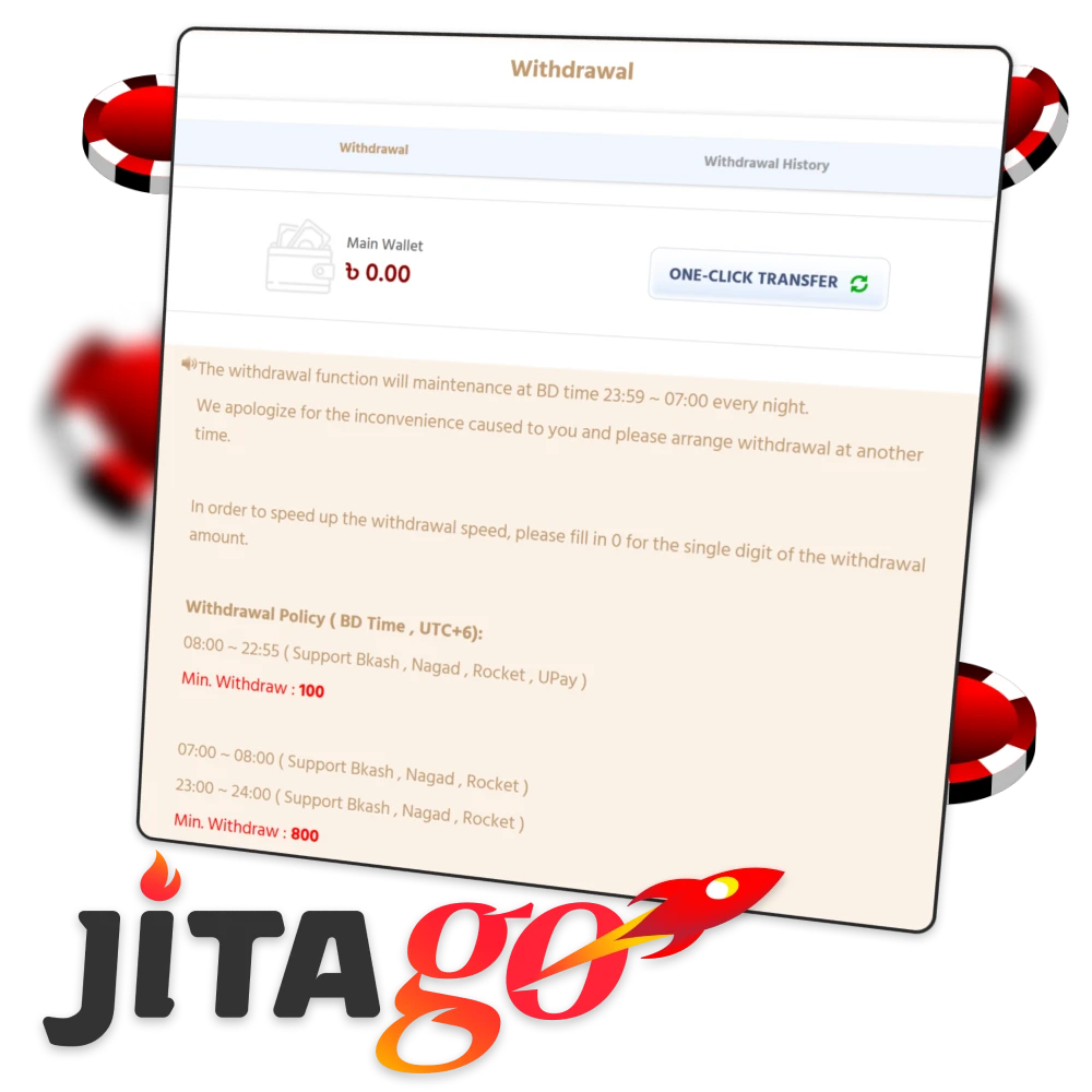 Withdraw your winnings safely and quickly using trusted methods at Jitago Bangladesh.