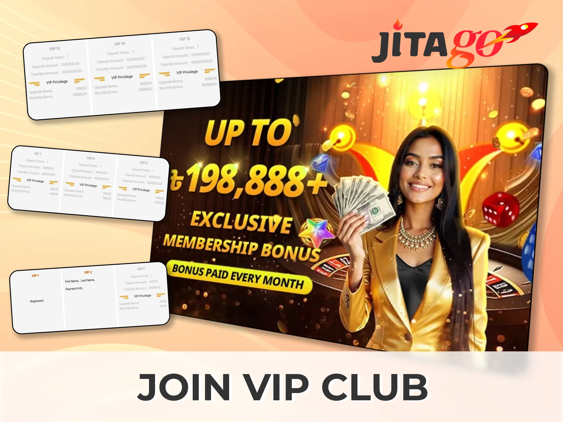Level up in JitaGo VIP Club with transparent and structured system.