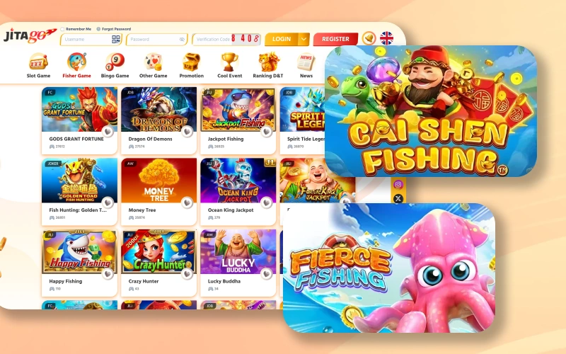 Catch fish and earn rewards in colorful fishing games at Jitago.